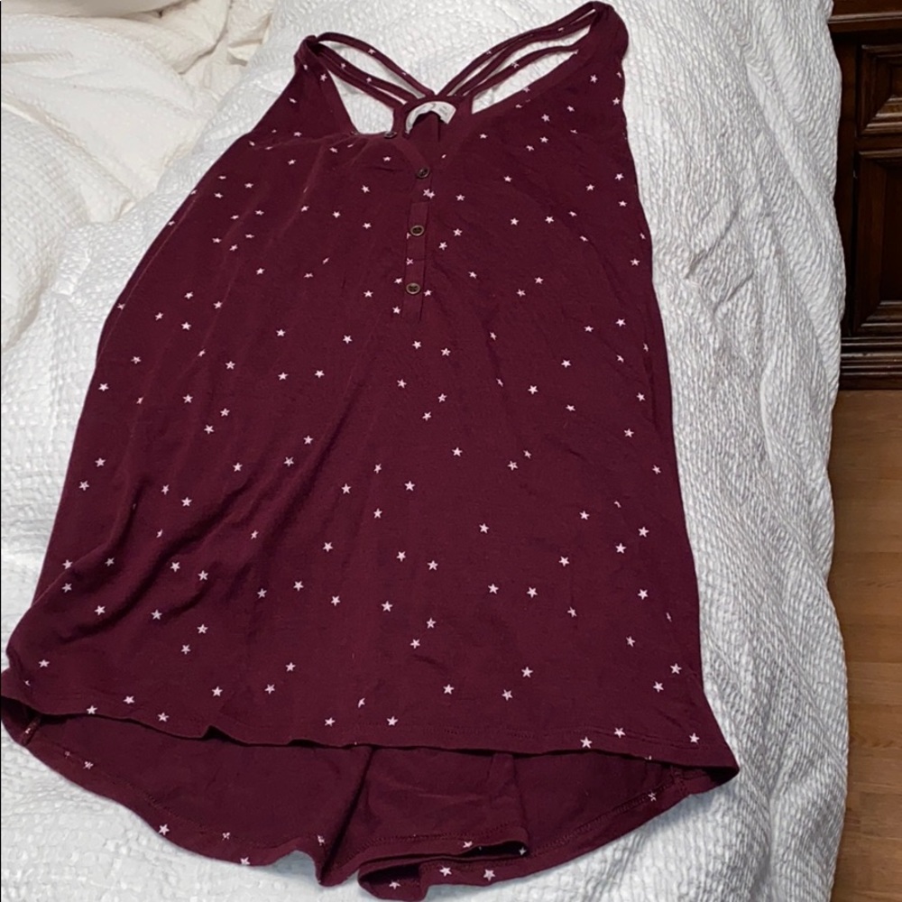 Women's Burgundy Star Print Tank Top